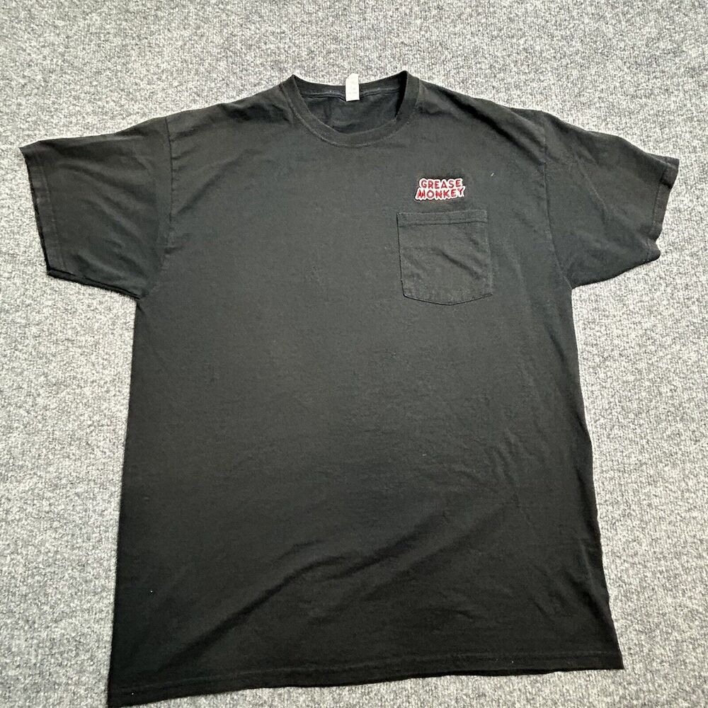 Grease Monkey Men's XL Black Pocket Short Sleeve T-Shirt Embroidered Logo